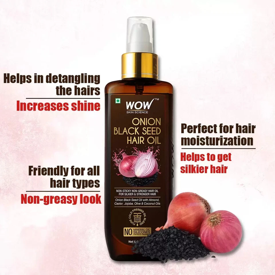 2 BOX WOW Skin Science Onion Black Seed Hair Oil for Dry Damaged Hair & Growth - Image 2 of 4