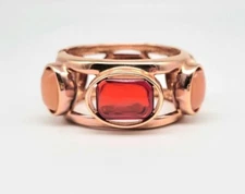 Oscar de la Renta Chunky Rose Gold and Resin Stone Hinged Bangle Bracelet