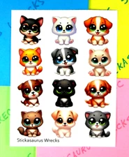 Big Eyed Cats & Dogs Sticker Sheet