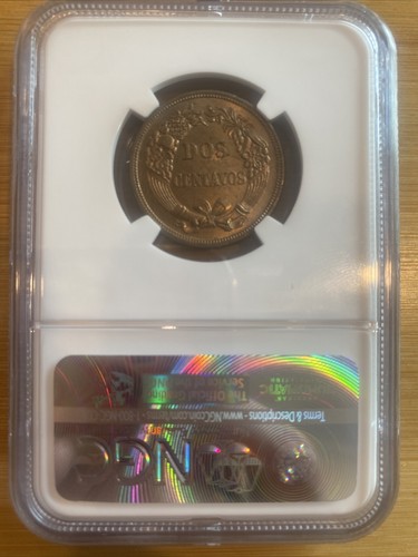1864 Peru 2 Centavos 2C NGC MS64 RB Scarce This Nice Bronze - Picture 4 of 4
