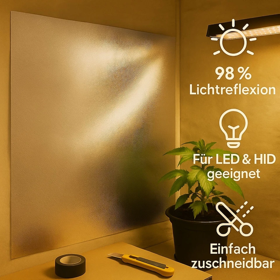 Reflektionsfolie 75 My Grow-Diamond Rolle Anbau Indoor Box Pflanzen Garten Grow - Bild 3 von 4