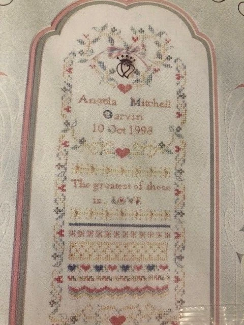 Charland Designs Wedding Sampler #2 Counted Cross Stitch Pattern w/Silver Charm - Image 2 of 4