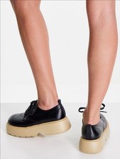 ASOS Chunky Mid Heeled Black Loafers Womens Shoes - UK 5 NEW No Box As Pictured