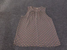 LOFT Outlet Blouse Womens Medium Geometric Print Sleeveless Button Top Shirt