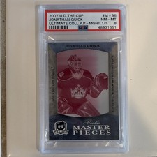 2007-08 The Cup Master Pieces Jonathan Quick RC Printing Plate 1/1 PSA 8 Kings