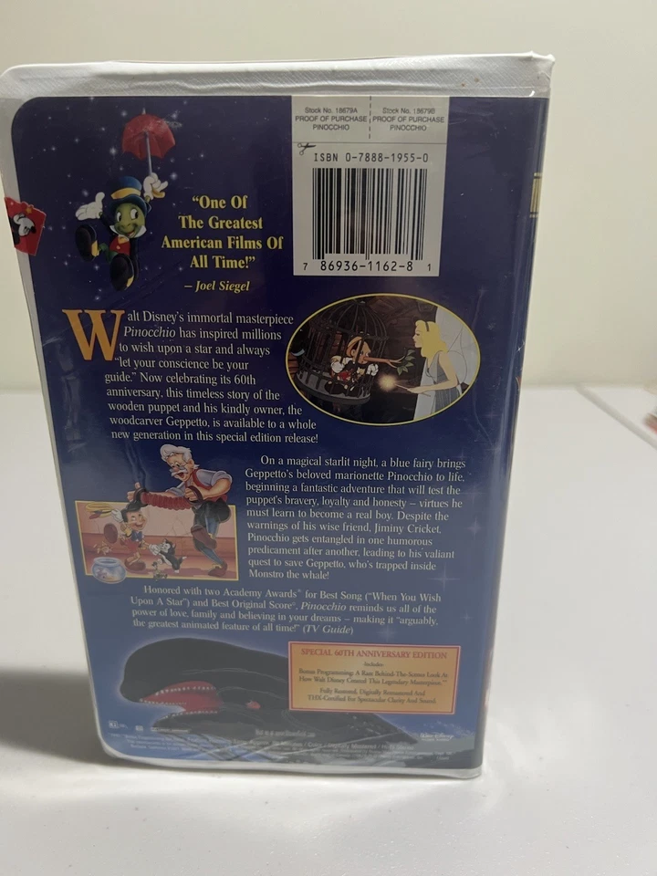 Pinocchio VHS 1999 Disney Video Tape Special 60th Anniversary Edition - Image 2 of 4