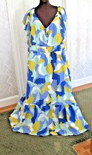 NWT NINE WEST FLUTTER SLEEVE MAXI DRESS PLUS SIZE 5X COLORFUL MUU MUU