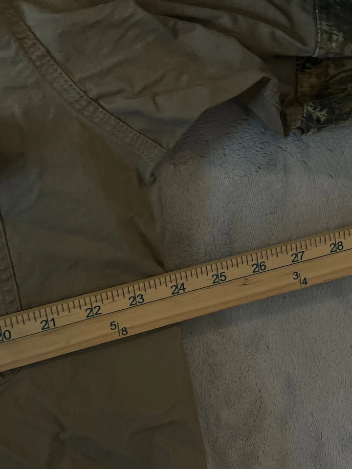 Cabelas Hunting Shirt Mens L Tan Camo Embroidered Patch Logo Camouflage Western - Image 4 of 4