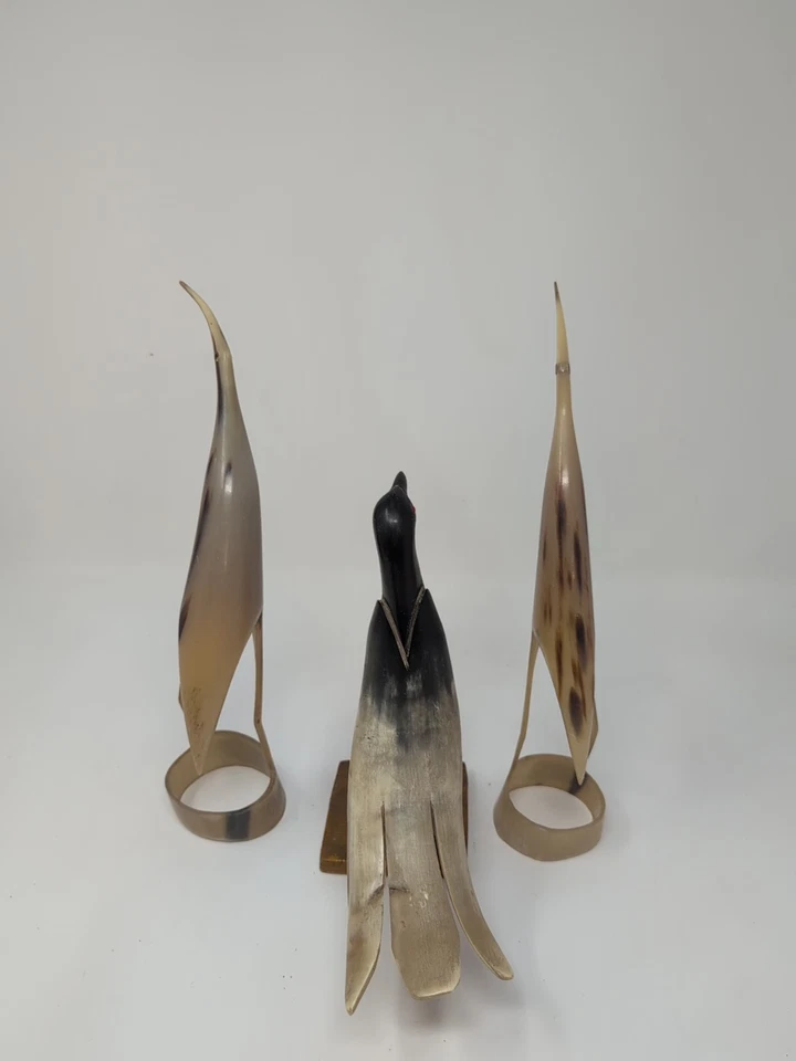 Tres arte popular MCM cuerno pájaros anhelados cuerno estatuilla decoración del hogar Foto 2 de 4