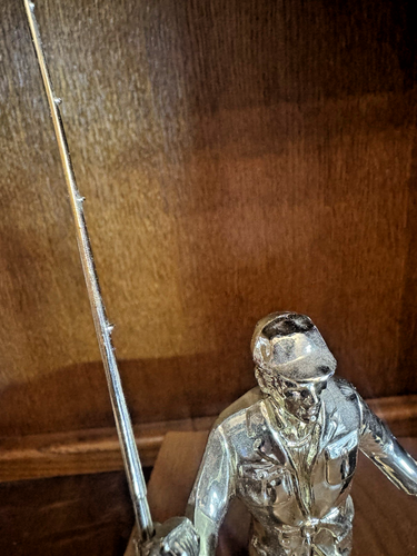 Ancien lance-appâts en plastique doré pêcheur 5,5" avec tige 9" trophée topper - Photo 7/11