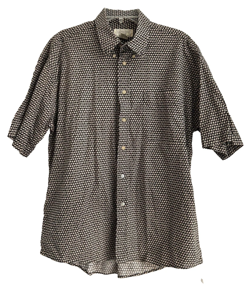 Camisa de manga corta de algodón con botones Geo negra tostada talla L de colección Supreme 100 % algodón Foto 2 de 4