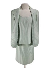 KASPER Women Sz 14 Three PCS Career Skirt Suit Mini Skirt One Button Blazer 126P