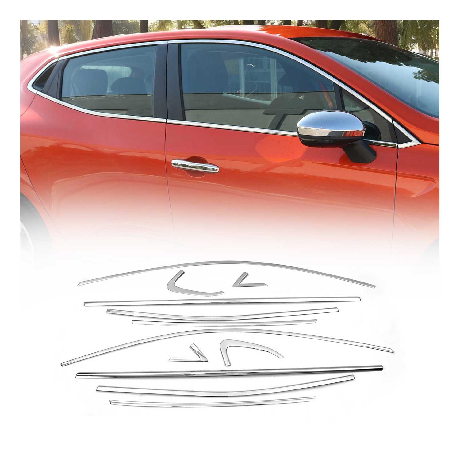 Garniture de fenêtre Renault Clio V 2019-2025 kit de baguettes inox extérieures 12Pcs