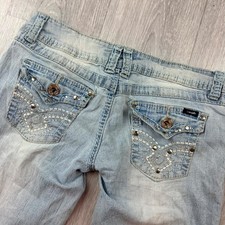 Angels Y2K Ultra Low Rise Flare Jeans W30 L31 Studded McBling Denim