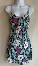 Vintage 90s Y2K Silx By August Silk 100% Silk Floral Mini Slip Dress M Dainty
