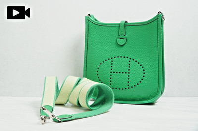 [Excellent] Hermes Eveline TPM 16 Taurillon Clemence Green Silver Hardware  R