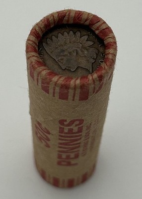 UNSEARCHED Wheat Penny Roll With Indian Head Cent On End 1909-1958 ONE ROLL 