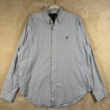 Ralph Lauren Mens Classic Fit Tattersall Check Button Down Shirt Navy Black L