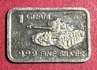 Vintage "Army Tank" .999 FINE SILVER Mini Bar! 1 Gram!