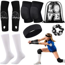 6 Pcs Volleyball Knee Pads Arm Sleeves Volleyball Accessories Set with Sport ...