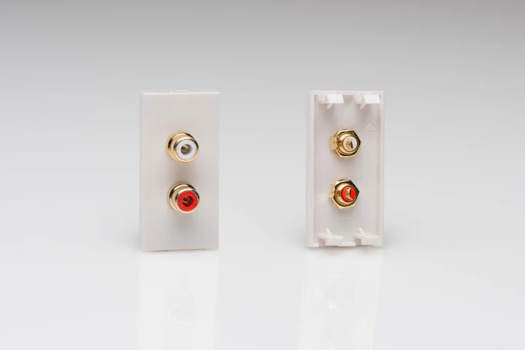 Modular Grid System White Double Phono Socket Female RCA 1 DataGrid Space