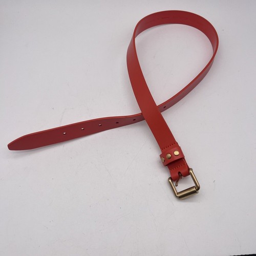 NWT Rebecca Minkoff Orange Leather Belt Gold Tone Buckle size xs - Picture 1 of 4