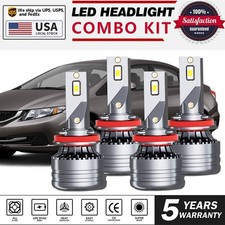 4x For Honda Civic 2004-2015 Led Headlight High Low Beam Bulbs Combo Kit 6500k