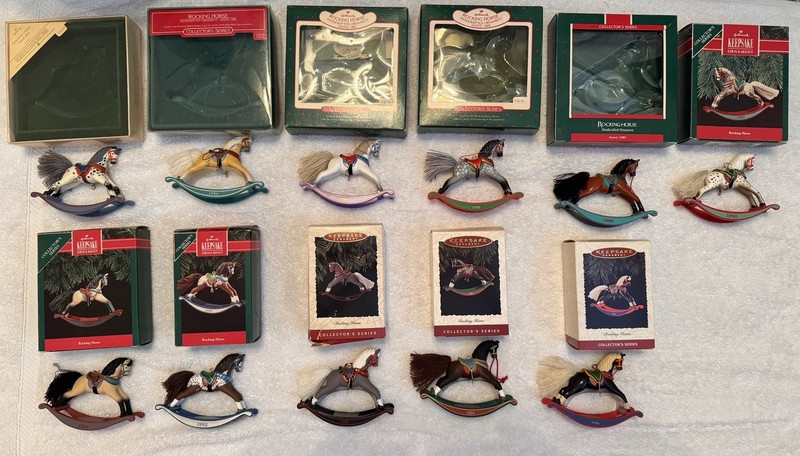 Vintage Hallmark Rocking Horse Collector’s Series  Christmas Ornaments Set Of 11