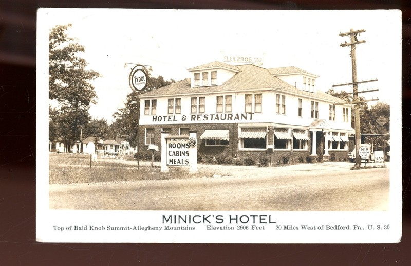 REAL PHOTO-Pennsylvania-Bedford- Minick's Hotel-1939-Tydol gasoline