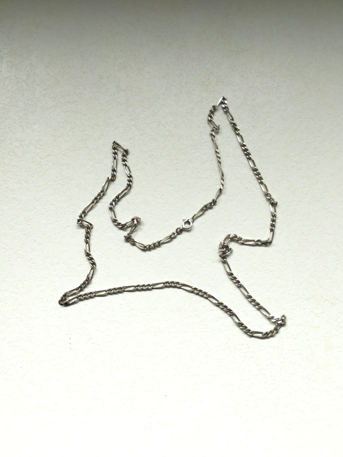 ANTIQUE LARGE SOLID SILVER CHAIN ALTERNATING HORS… - image 1