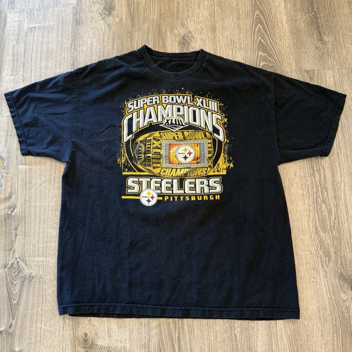 Vtg Pittsburgh Steelers Super Bowl XLIII Champions T Shirt Large