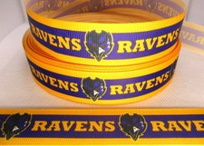 Baltimore Ravens NFL 1" Grosgrain Ribbon YOUR CHOICE 5 or 10 Yards Football 