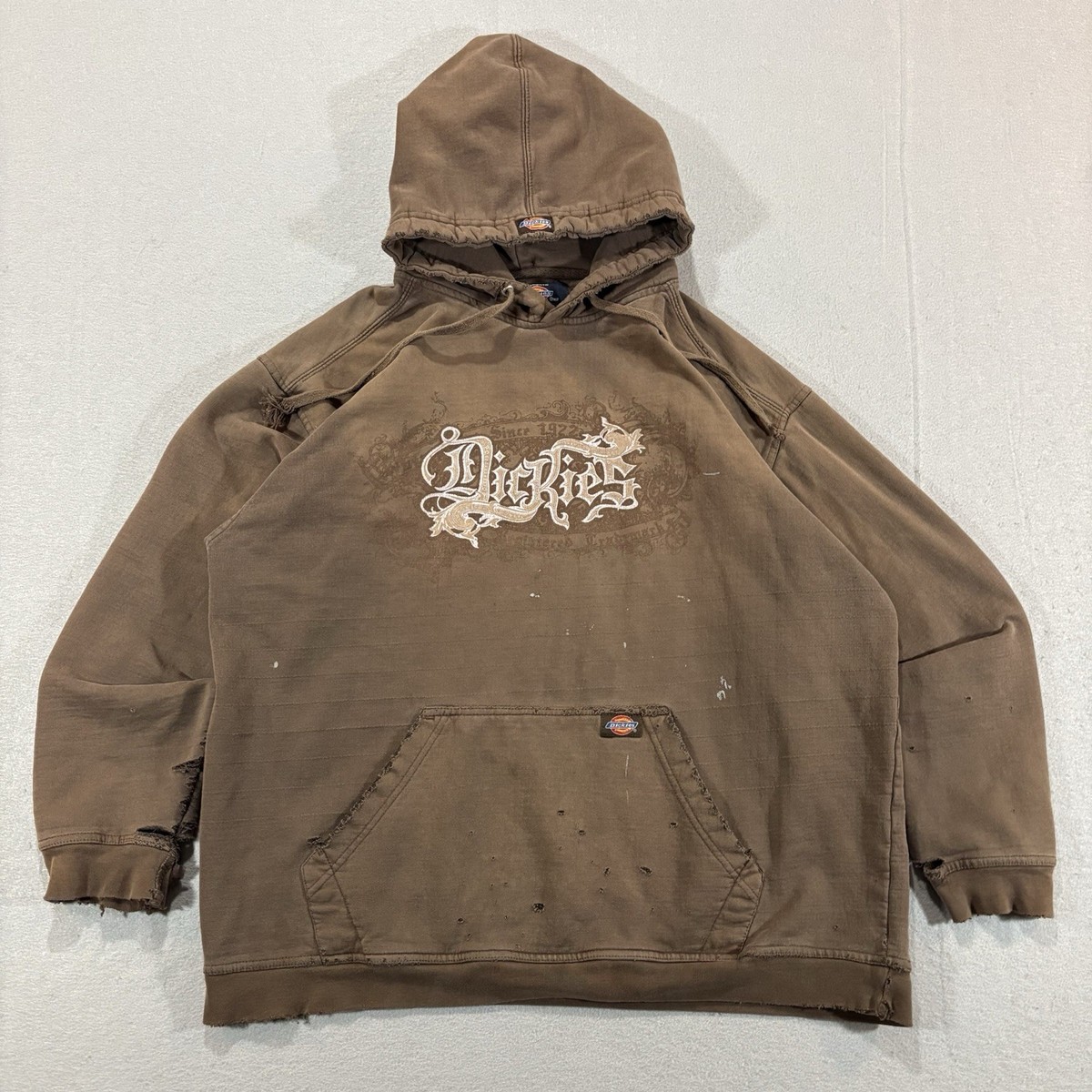 【archive】 TOOL フーディ　⭐️Y2K⭐️ Y2K Dickies Full Zip Hoodie Sz L Brown Distress Grunge Skater Fade