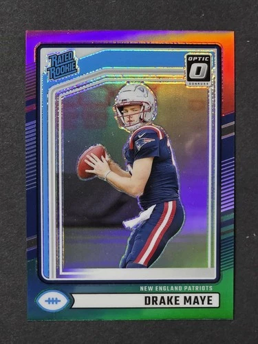 Drake Maye Red & Green Holo Prizm Rated Rookie RC - 2024 Panini Optic