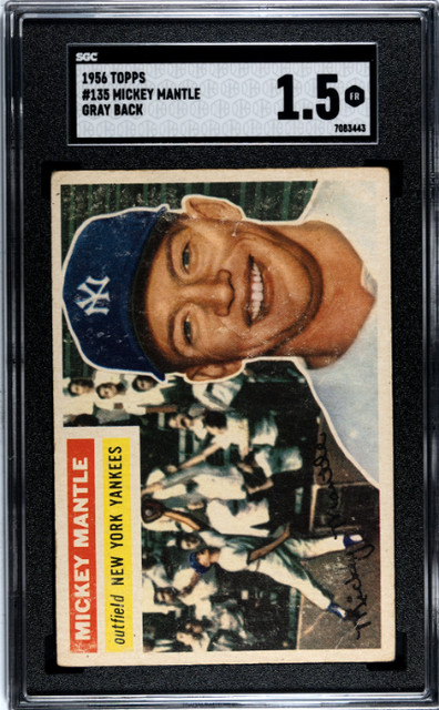 1956 Topps Mickey Mantle #135 SGC 1.5 Gray Back