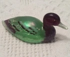 Fenton Green & Purple Mallard Duck Figurine, Hand-Painted/ Signed C. Hardman