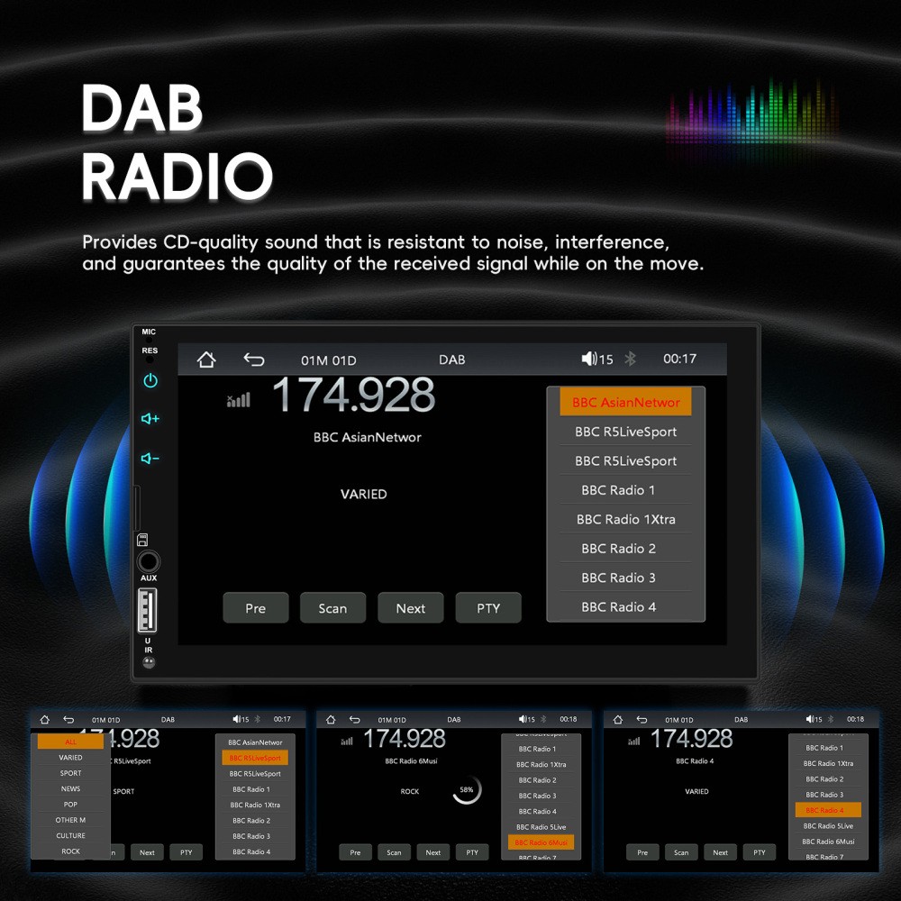 DAB+fotocamera doppia 2 DIN MP5 7 pollici autoradio Apple Carplay Android auto USB foto 5