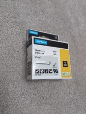 Dymo 18445 Rhino Industrial Label Labels 19mm x 5.5m Black on White Vinyl 