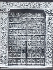 Main Portal, Duomo (Cathedral), Benevento, Italy, Magic Lantern Glass Slide