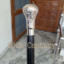 Brass 3 Round Victorian Handle Designer Antique Style Wooden Walking Stick Cane