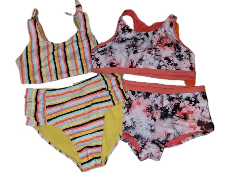🏖  NEW Girl's XL 14-16 2 Pc Swimsuit Lot Swim Suit Tankini NWT Tie Dye Stripes