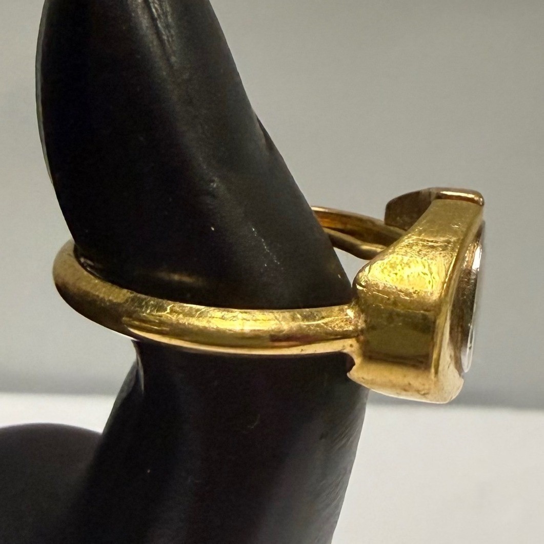 AVON Gold Silver Tone Statement Ring Geometric Ad… - image 3