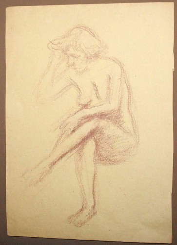 Antique pastel painting nude woman portrait - Picture 2 of 7