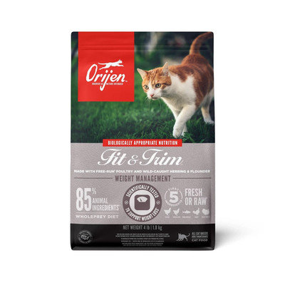 ORIJEN ''Fit & Trim'' Weight Management Premium Dry Cat Food 4lb Bag BB 07/15/2027