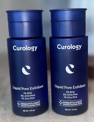 CUROLOGY Liquid Pore Exfoliant with 2% BHA, 8% AHA/PHA, 1% Zinc  4 oz, Set Of 2