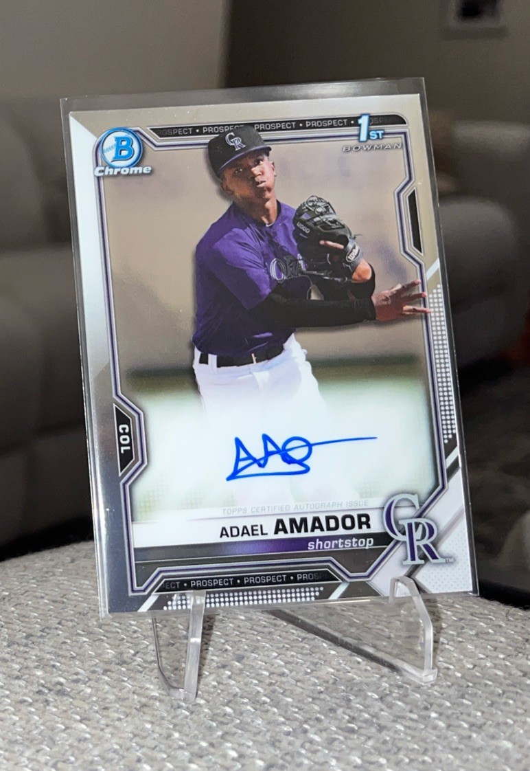 2021 Bowman Chrome Prospects Auto Adael Amador #CPA-AAM Auto ROCKIES