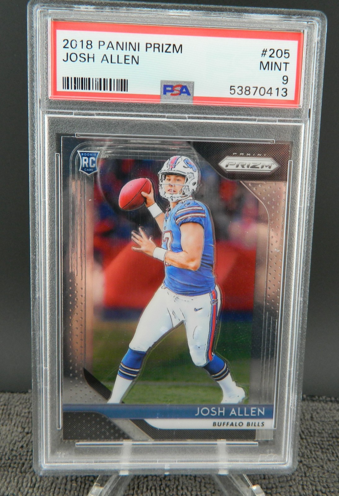 JOSH ALLEN PSA MINT 9 Panini 2018 Prizm Football ROOKIE Card # 205 Buffalo Bills