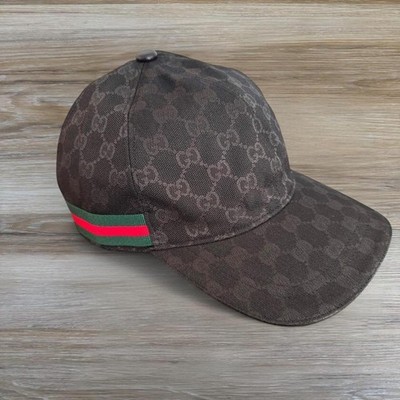 Pre-Owned Black Gucci GG Baseball Cap With Web Size M 48 CM
