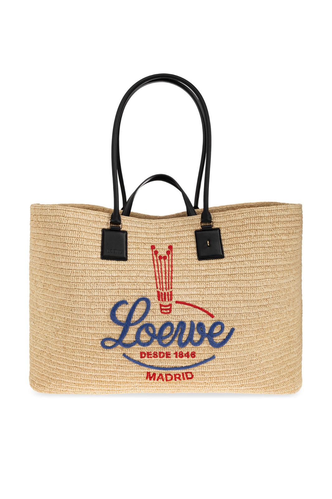 LOEWE Verano XL $4150 White/Multicolor Raffia Tote Bag New & Authentic