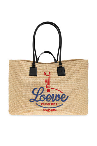 LOEWE Verano XL $4150 White/Multicolor Raffia Tote Bag New & Authentic